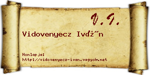 Vidovenyecz Iván névjegykártya